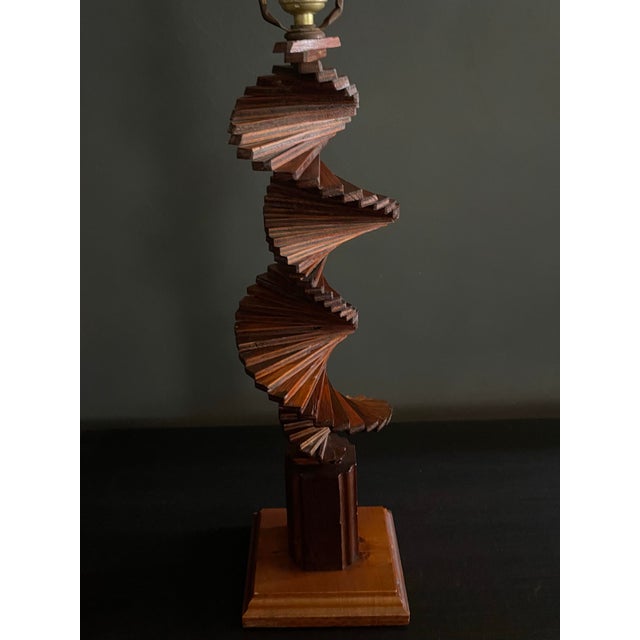 American Tramp Art Helix Lamp, Brutalist Folk Sculpture For Sale - Image 9 of 11