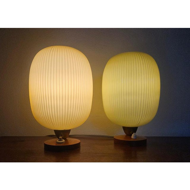 Table Lamps in Glass and Wood, 1960s, Set of 2 For Sale - Image 12 of 15