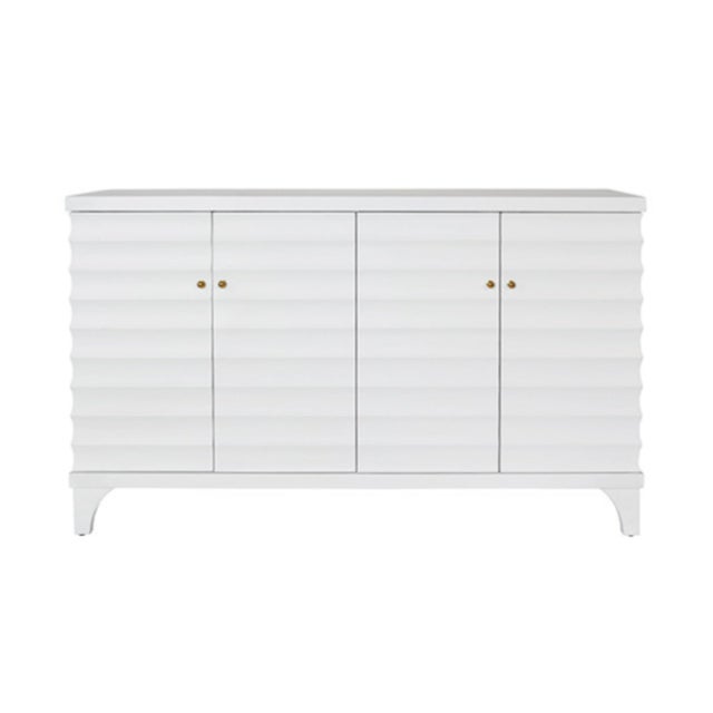 Matthew Izzo Home Gates Fluted White Lacquer Four Door Buffet With Brass Knobs For Sale - Image 9 of 9