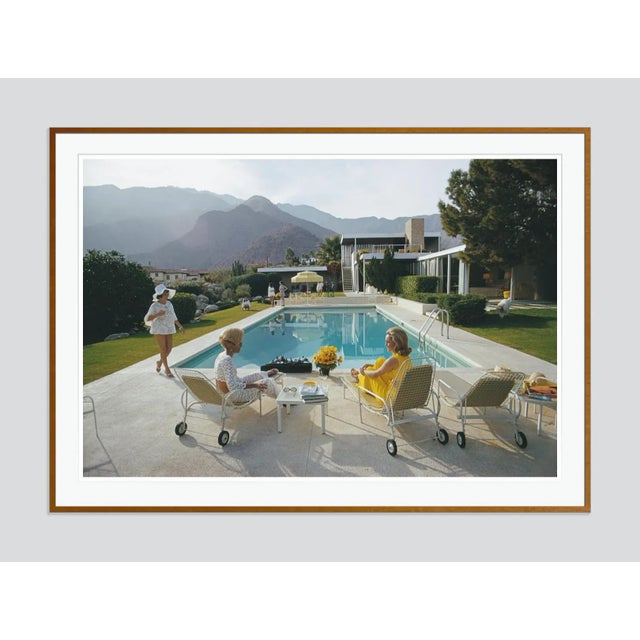 Modern Catch Up by the Pool 1970 by Slim Aarons Framed C-Print For Sale - Image 3 of 3