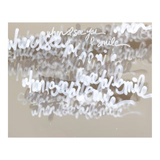 When I See You I Smile - Large Beige Abstract Graffiti Original Artwork by Amber Goldhammer For Sale