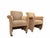 Contemporary Vintage Postmodern Rolled Arm Club Chairs With Brass Ball Casters, a Pair For Sale - Image 3 of 12