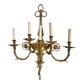 Large French Neoclassical 5-Arm Bronze Sconce For Sale