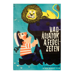 1961 Original Hungarian Movie Poster, Vadállatok a Fedélzeten "Striped Trip"