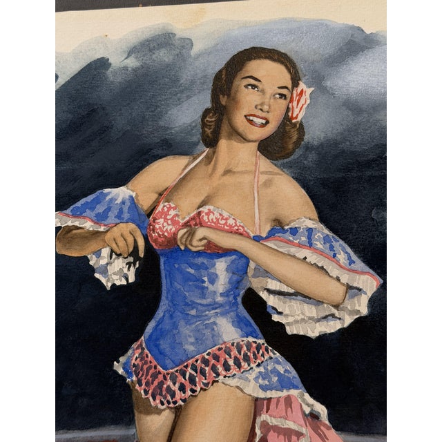 Pamela De Meo, Pin-Up of Skater Tenley Albright, 1965, Gouache For Sale - Image 3 of 7