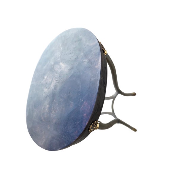 1990s Ethan Allen French Regency Tessellated Horn Lamp End Table Pedestal For Sale - Image 12 of 16