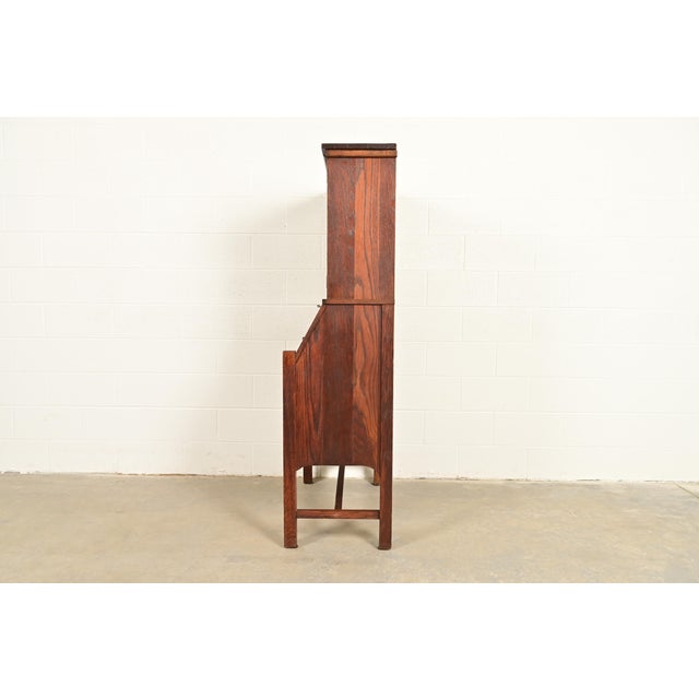 Stickley Brothers Style Antique Mission Oak Arts & Crafts Secretary Desk With Bookcase Hutch, Circa 1910 For Sale - Image 12 of 14