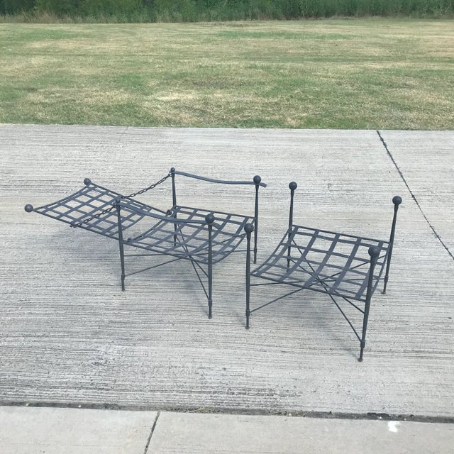 Black Mario Papperzini for Salterini Italian Wrought Iron Reclining Arm Chair and Ottoman, Attributed For Sale - Image 8 of 11