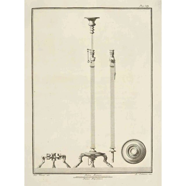 Nicola Vanni, Ancient Roman Fresco Herculaneum, Etching, 18th Century For Sale