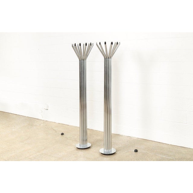 George Kovacs Mid 20th Century Silver Chrome Tubular Floor Lamp by Kovacs - a Pair For Sale - Image 4 of 11