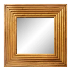 Restored 1948 Seven-Strand Square Rattan Mirror by Tropical Sun Rattan Co