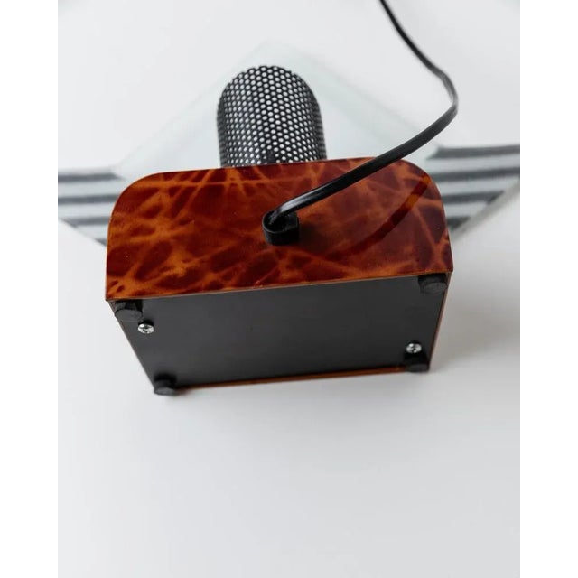 Vintage Sculptural Murano Glass Table Lamps with Brown Metal Holders, Italy, 1980s, Set of 2 For Sale - Image 10 of 11