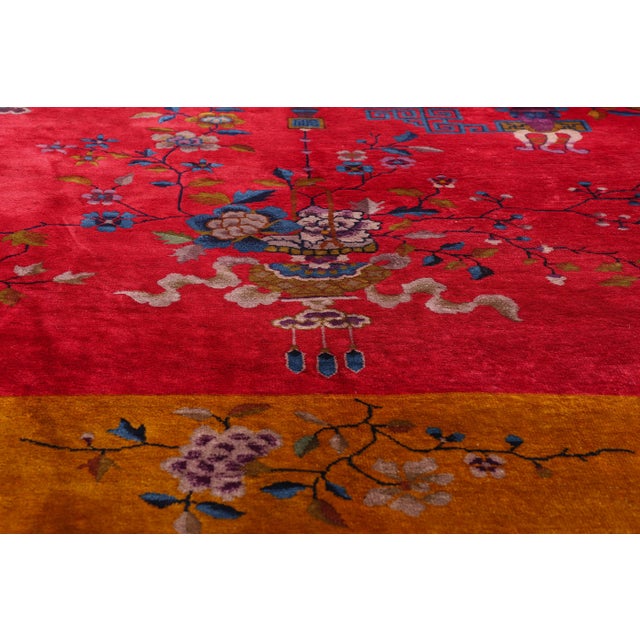 Early 20th Century Antique Red Chinese Art Deco Rug, 08'11 X 11'01 For Sale - Image 5 of 10