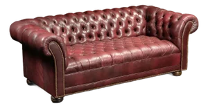 Mid 20th Century Tufted Leather Chesterfield Sofa in Burgundy