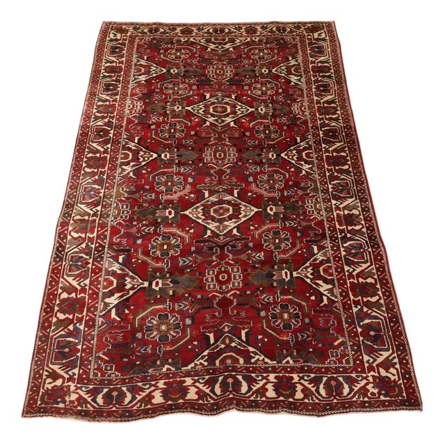 Antique Heavy Knot Wool and Cotton Bakhtiari Rug For Sale