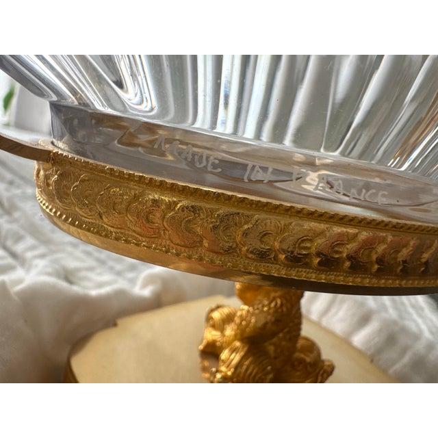 Bronze Signed “Martin Benito” French Empire-Style Gilt Bronze & Crystal Centerpiece Bowl – Cherub & Dolphin Motif For Sale - Image 8 of 9