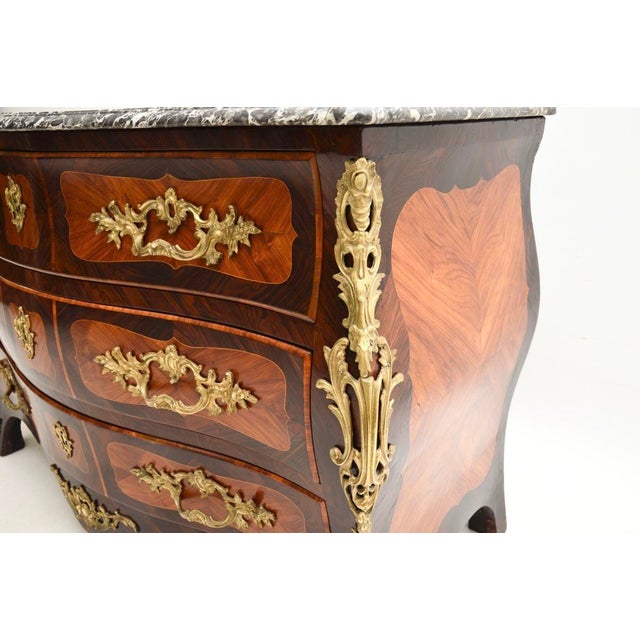 Brown French Louis XV Commode with Marble Top by Jacques Bircklé, 1750s For Sale - Image 8 of 11