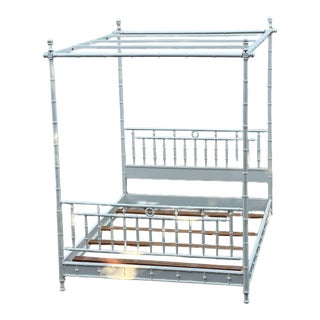 1970s Palm Beach Faux Bamboo McGuire Style Canopy Bed For Sale