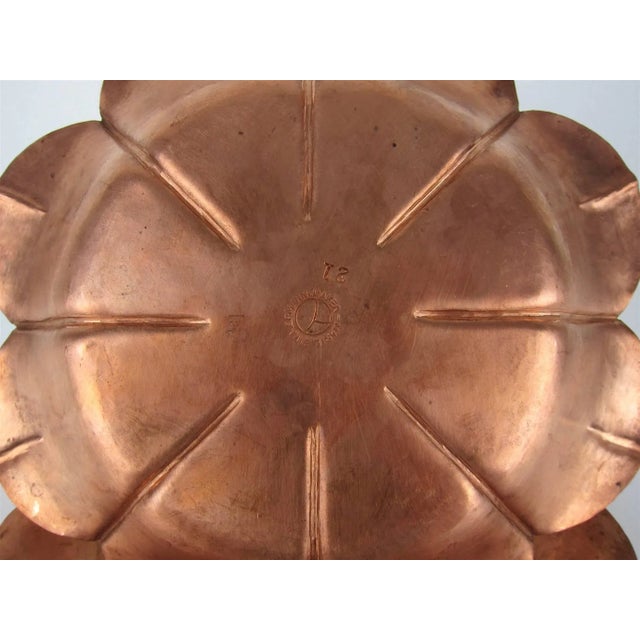 Copper Marie Zimmermann Arts and Crafts Copper Flower Dishes, Circa 1915, Set of Five For Sale - Image 8 of 11
