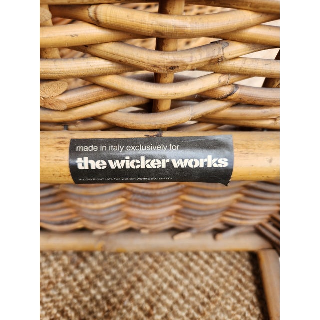 1960s 1960's Pair of Italian Wicker Chairs For Sale - Image 5 of 12