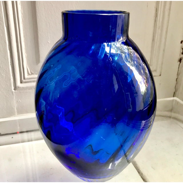Vintage Tiffany & Co. Cobalt Blue Optic Swirl Crystal Vase Chairish