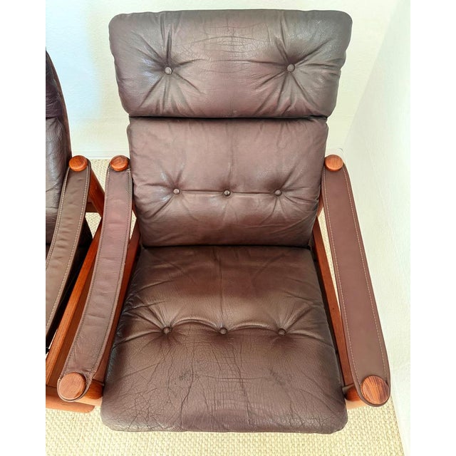 1970s Danish Lounge Chairs in Teak and Leather by Ebbe Gehl & Søren Nissen, 1970s, Set of 2 For Sale - Image 5 of 9