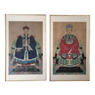 Pair of Framed Chinese Regal Portraits For Sale