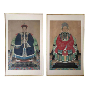 Pair of Framed Chinese Regal Portraits