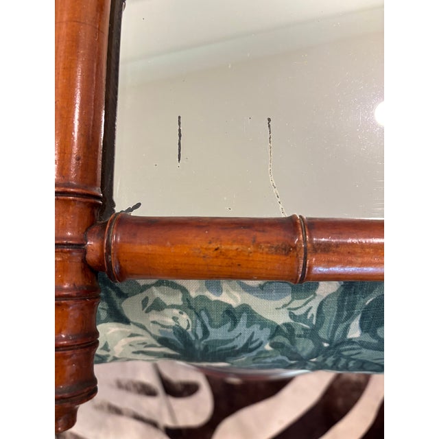 Antique French Faux Bamboo Wall Mirror, Petite Turned Wood Frame For Sale - Image 16 of 16