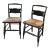 1970s Pair of Black Wooden Italian Rush Chairs For Sale