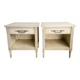 Vintage, Gustavian-Style Painted Nightstands- a Pair For Sale