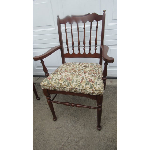 1980s Vintage Cherry Baumritter Cherry Spindle Chairs Dining Room Set For Sale - Image 5 of 8