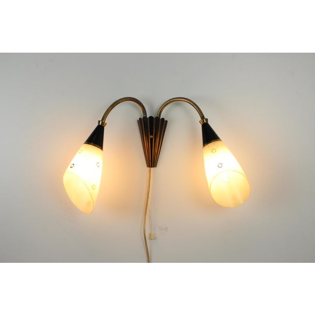 Mid-Century Brass & Glass Wall Lamp, 1960s For Sale - Image 10 of 17