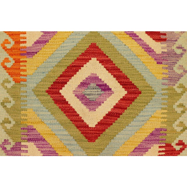 Southwestern Turkish Kilim Blue Red Hand-Woven Wool Rug For Sale - Image 4 of 9