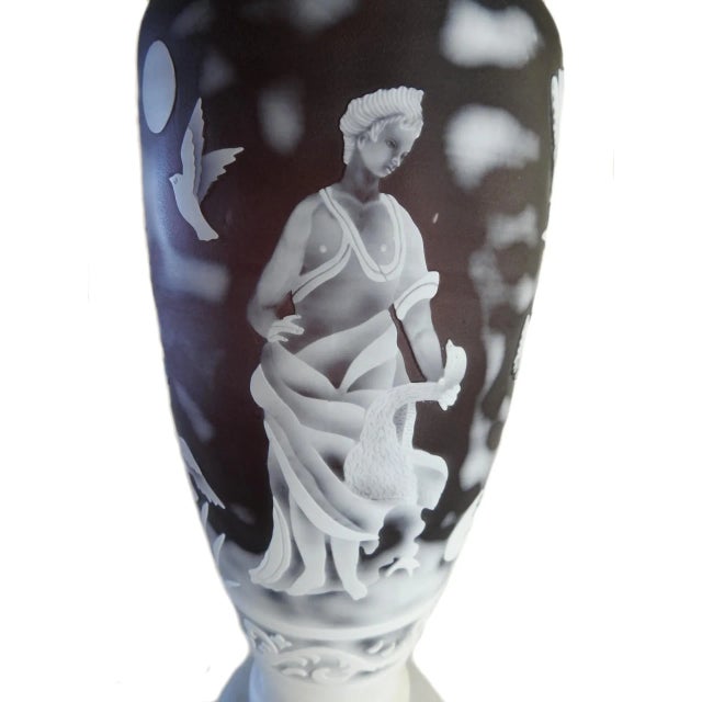 Antique John Northwood Cameo Leda and the Swan Glass Wave Chairish