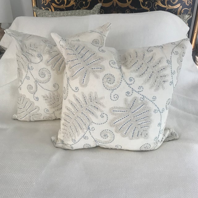 Custom Made Ivory And White Designer Pillows A Pair Chairish