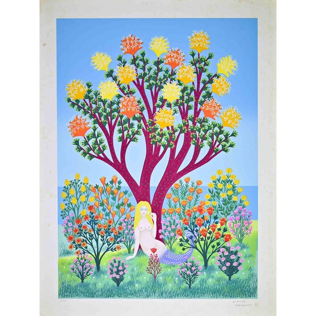 Dimitri Yordanov, Siren in the Wood, Screen Print, 1971 For Sale