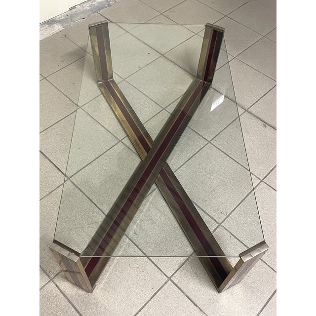 Coffee Table in Brass and Lacquered Metal, 1970s For Sale - Image 18 of 18