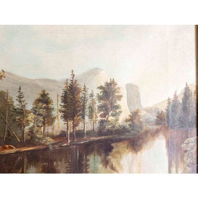 Textile 19th Century American Hudson River School Painting of Mirror Lake in Yosemite For Sale - Image 7 of 11