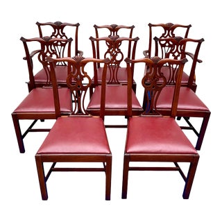Hickory Chair Co Mahogany Chippendale Style Dining Chairs - Set of 8 For Sale