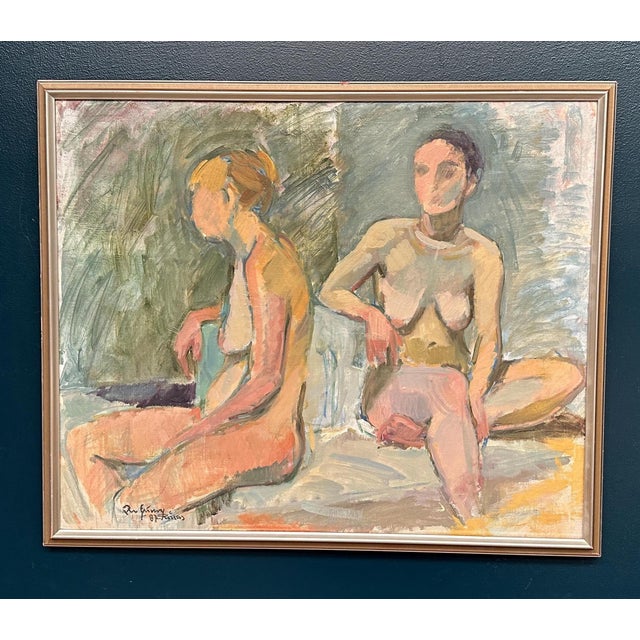 European Artist, Two Models, 1971, Oil on Canvas For Sale - Image 15 of 15