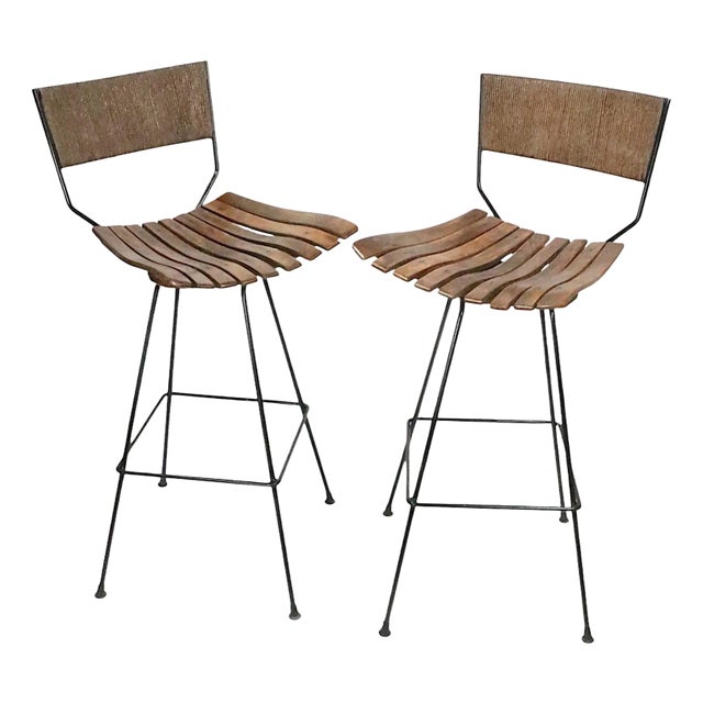 Pr. Mid Century Umanoff for Raymor Swivel Bar Stools C. 1960's For Sale