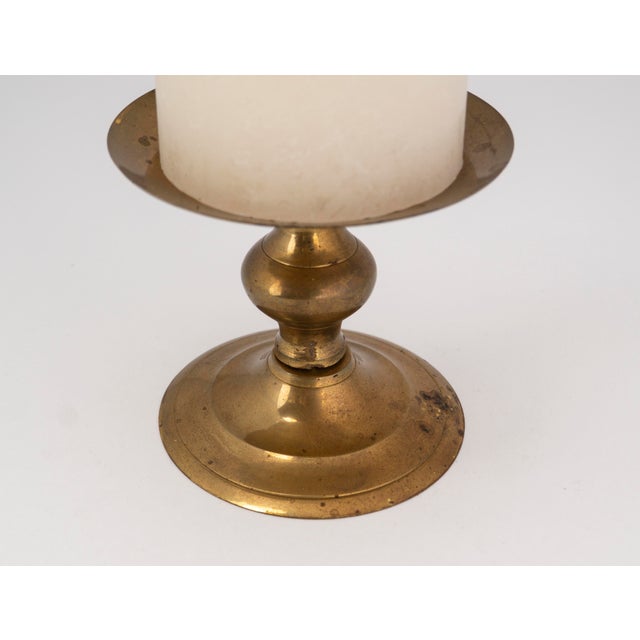 Gold Mid-Century Cast Brass Altar Candlestick, 1960s For Sale - Image 8 of 14