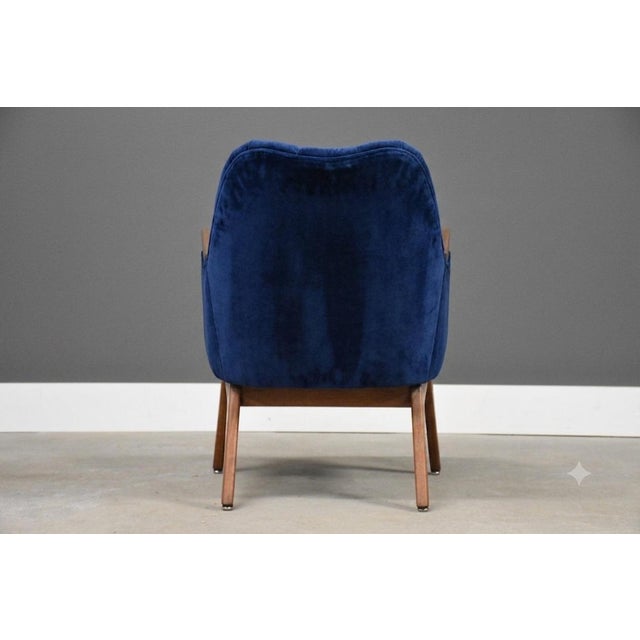 Refinished Petite Walnut Blue Velvet Lounge Chair by Adrian Pearsall For Sale In Boston - Image 6 of 7