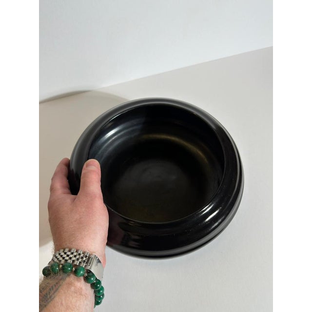 Ceramic Art Deco English Black Glazed Stoneware Bowl by Doulton Lambeth, 1930s For Sale - Image 7 of 10