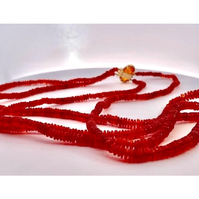 Multi-Strand Necklace With 14k Gold Clasp and Honey Amber Gemstone For Sale - Image 12 of 14