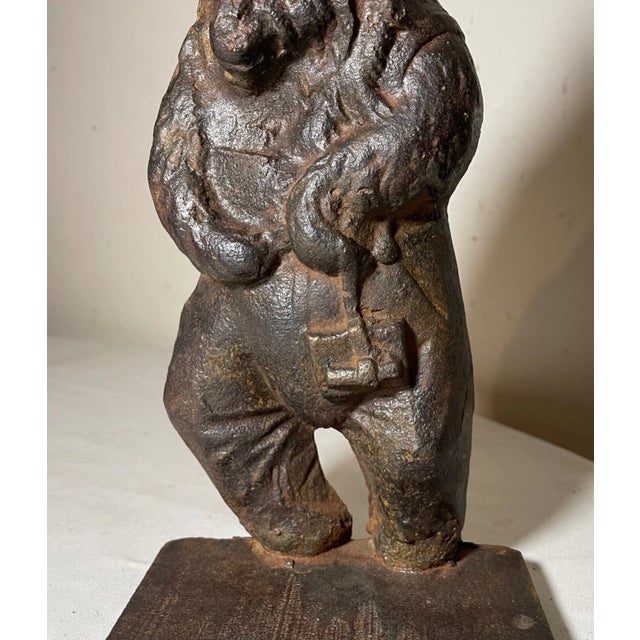 Metal Rare Antique Handmade 1900's Heavy Solid Cast Iron Figural Tiger Lion Doorstop For Sale - Image 7 of 11