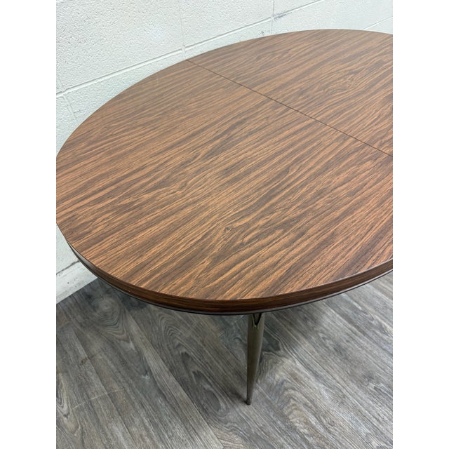 Vintage Mid Century Modern Folding Laminate Top Oval Dining Table For Sale In Kansas City - Image 6 of 12