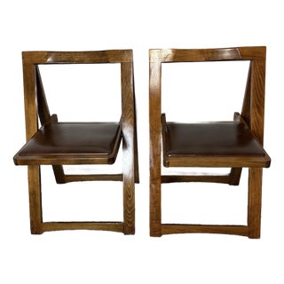Pair of 1960s MCM Aldo Jacober for Bazzani Style Trieste Model Folding Chairs For Sale