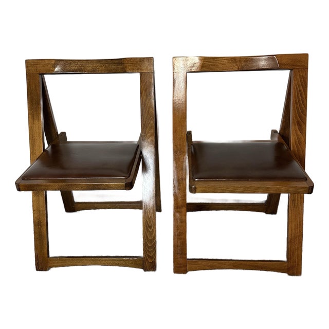 Pair of 1960s MCM Aldo Jacober for Bazzani Style Trieste Model Folding Chairs For Sale